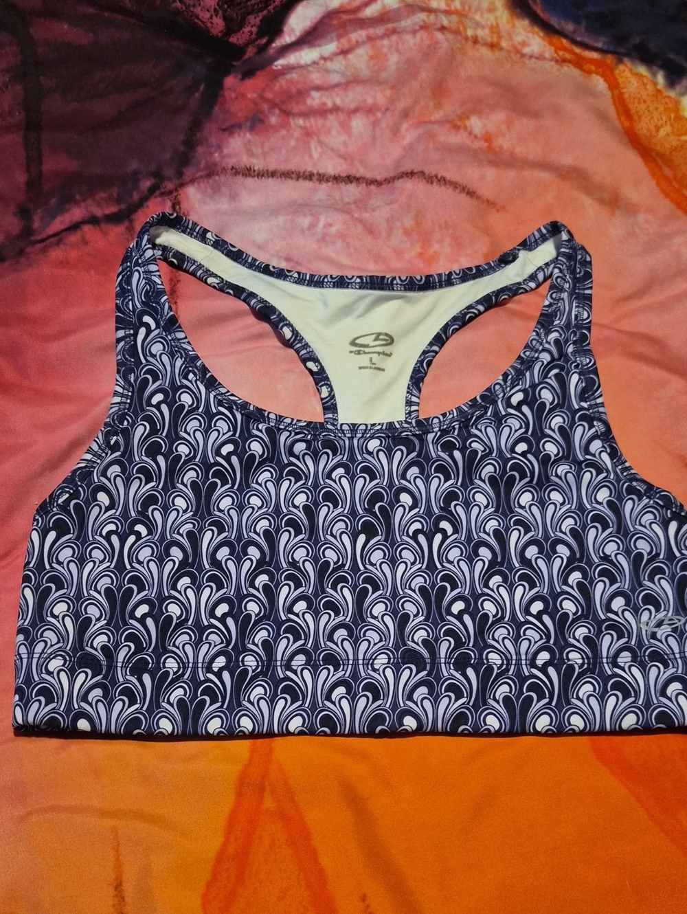 Champion Printed Racerback Sports Bra Large